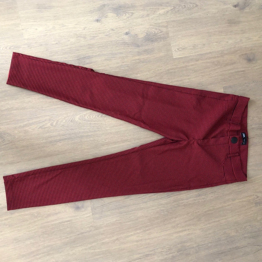 ZARA red and black gingham pants